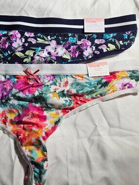 Lane Bryant Women's Floral Calique No Show Thongs Size 14/16 NWT Two Pairs